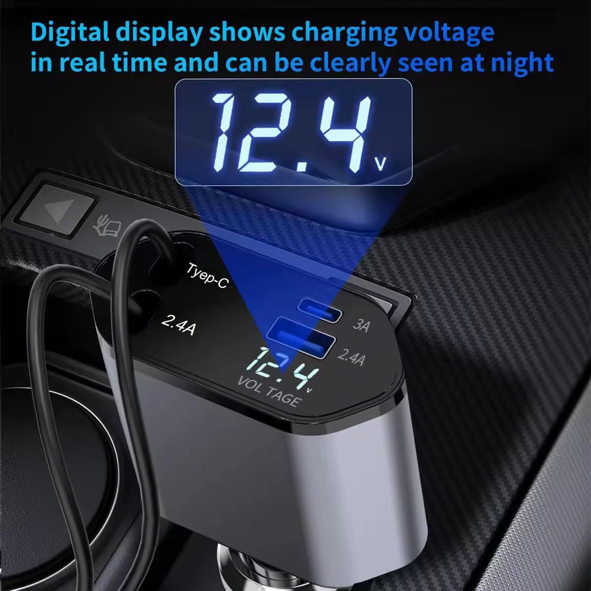 4-in-1 Retractable Car Charger