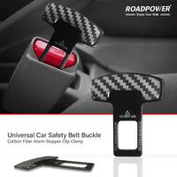 Car Safety Seat Belt Buckle Alarm Stopper Silencer Clip Clamp Carbon Fiber Universal (2 Pcs)