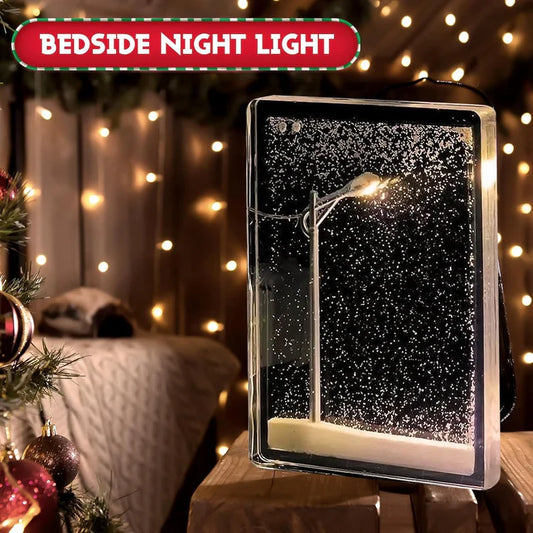 Snow Tales Lamp, Snowy Night Street Lamp Christmas Snow Scene Light DIY Materials, Snow Globe Night Light